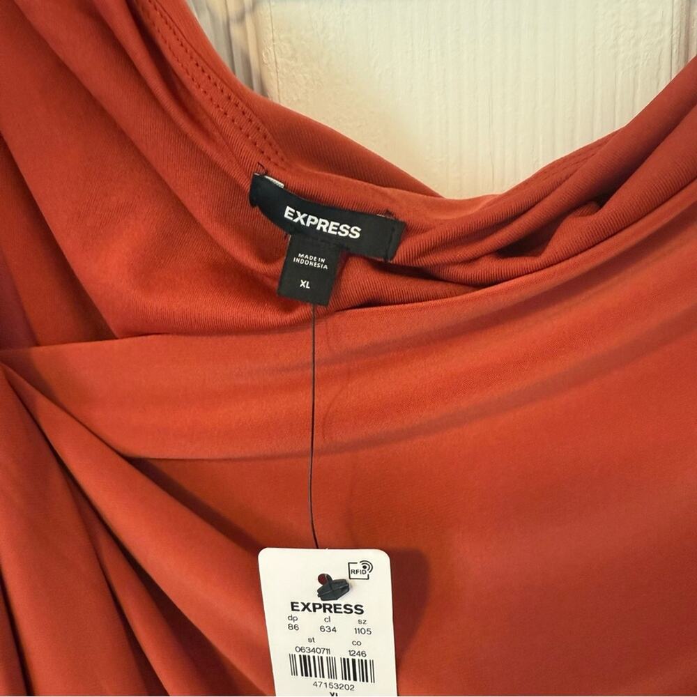 Express Rust Drape Blouse NWT - image 4